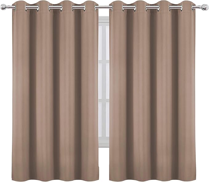 LEMOMO Cappuccino Blackout Curtains 52 x 63 Inch Length/Set of 2 Curtain - Image 2