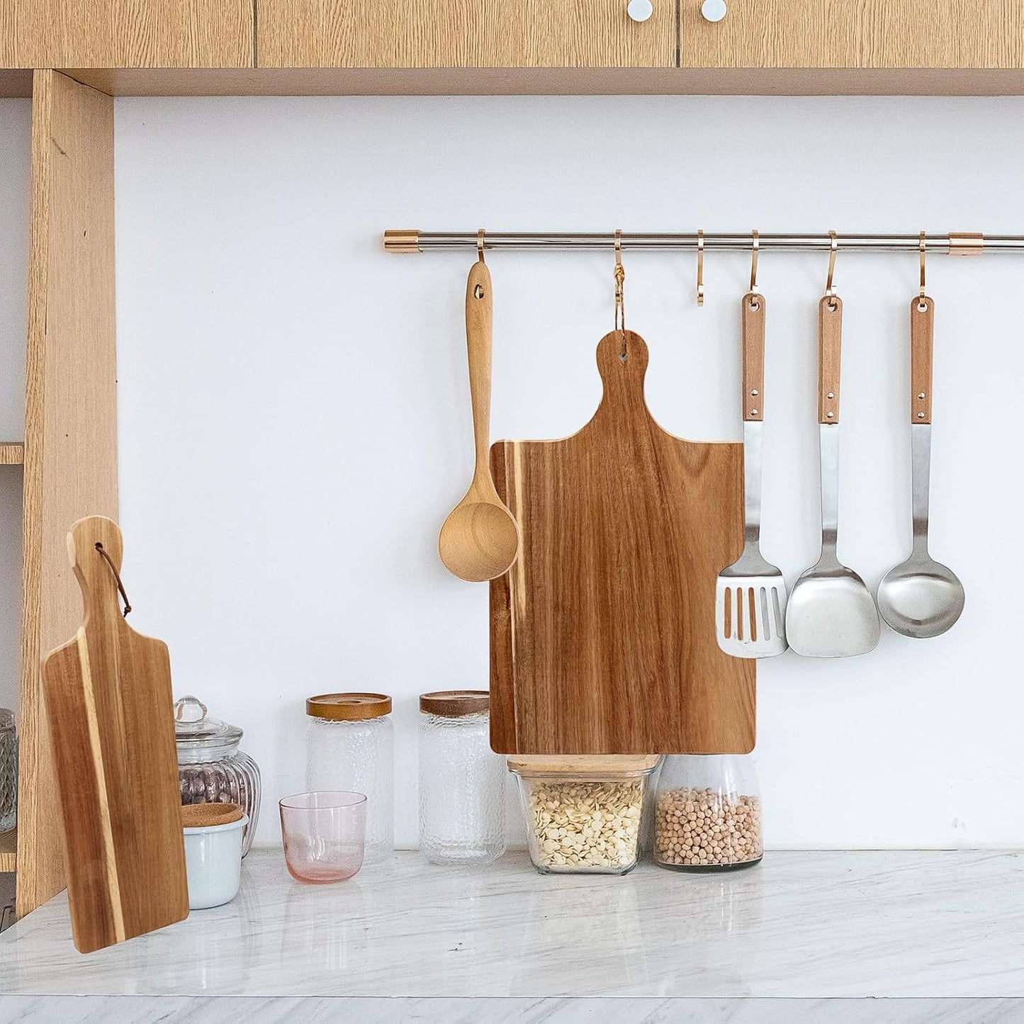 12 Pack Acacia Wood Cutting Board,Bulk Charcuterie Boards Chopping Board with Handle 15.7 x 9.8 Inch & 15.7 x 5.1 Inch, Wooden Boards for Serving Food Cheese Pizza Bread Fruit Meat