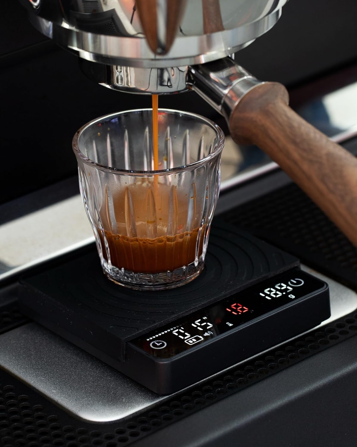 54mm Espresso Accessories Set – Premium Rosewood Organizer Box, Calibrated Tamper, Adjustable Coffee Distributor, WDT Puck Prep Tool & Scale with Timer