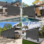 7'W x 6'H Gray Patio Shades Roll up Outdoor Roller Shade Crank Wand Blind - Image 5