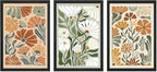 YWJKWLGS Mid Century Boho Wildflower Wall Art Set of 3, 16x24 Inch Black Framed by Unknown