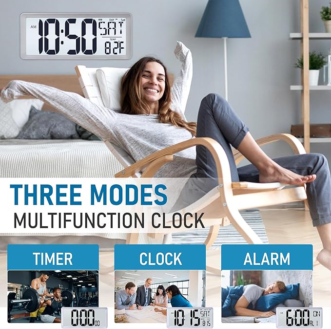 TXL Silver Large Digital Wall Clock - Image 7