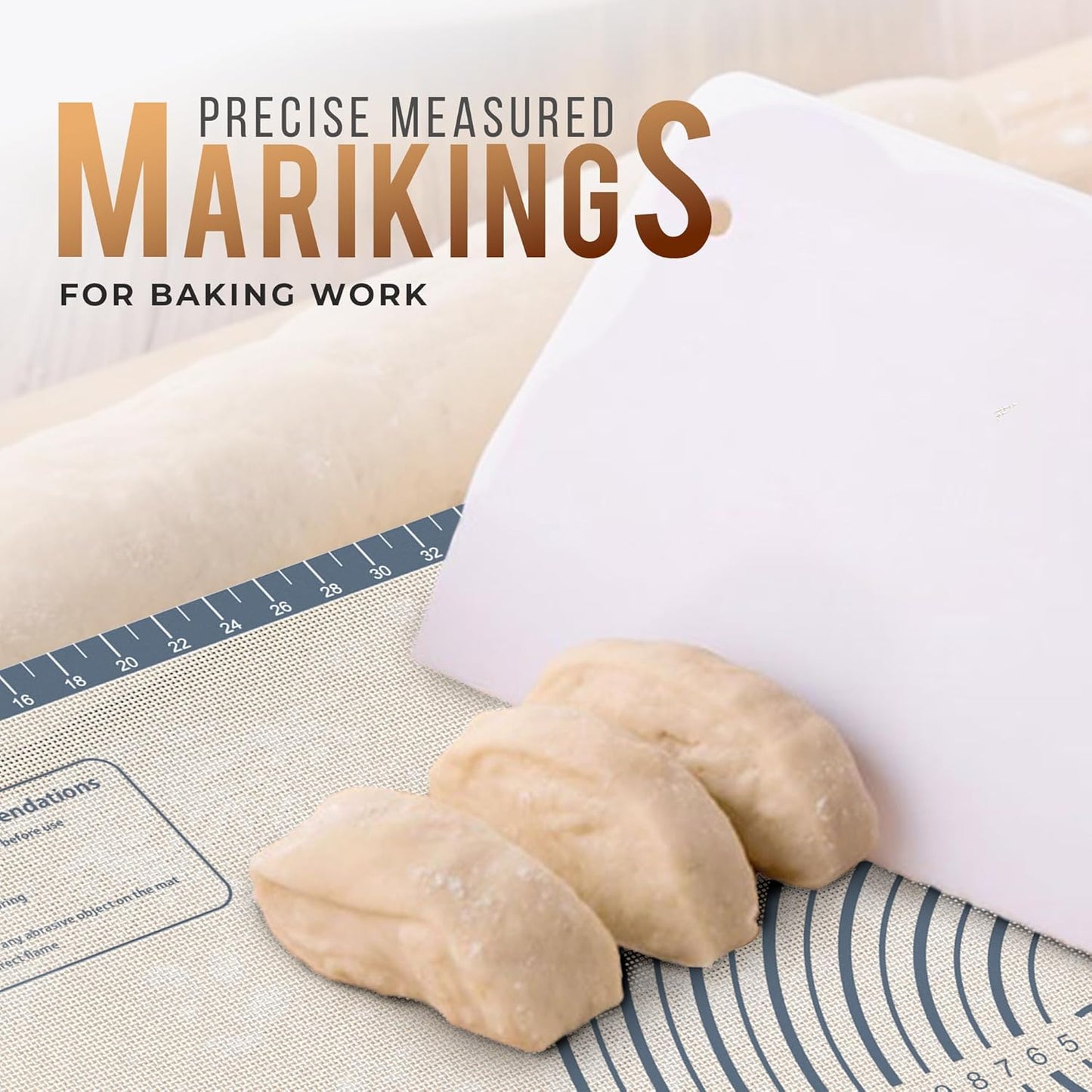 36 * 24 inches Grey, Non-Slip Silicone Baking Sheets - Baking Mat with 0.7mm Thickness - Non-Stick Pastry & Cookie Mat for Kitchen Counter for Rolling Out Dough with Measurements.