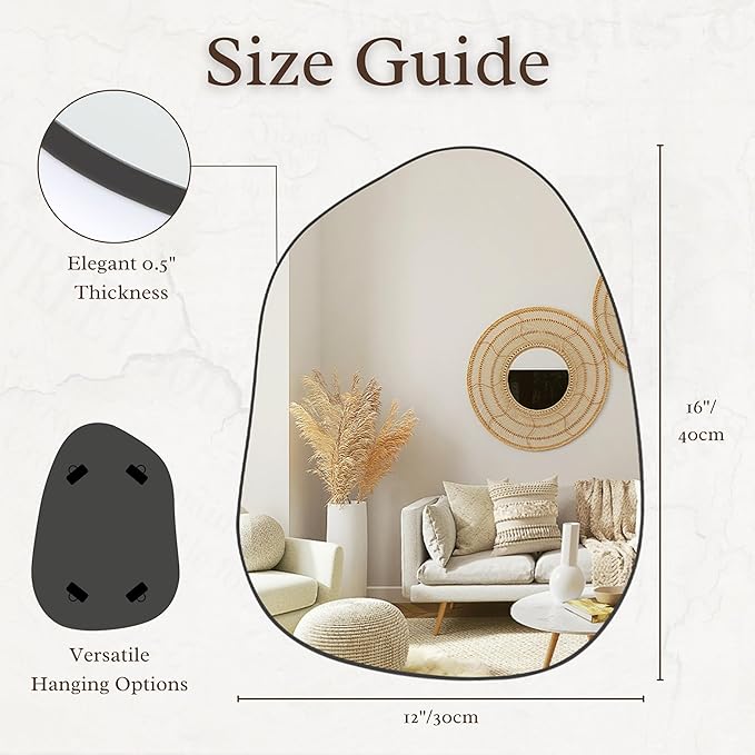 PERFNIQUE Irregular Wall Mirror Asymmetrical Mirror, Decorative Modern Wall - Image 2