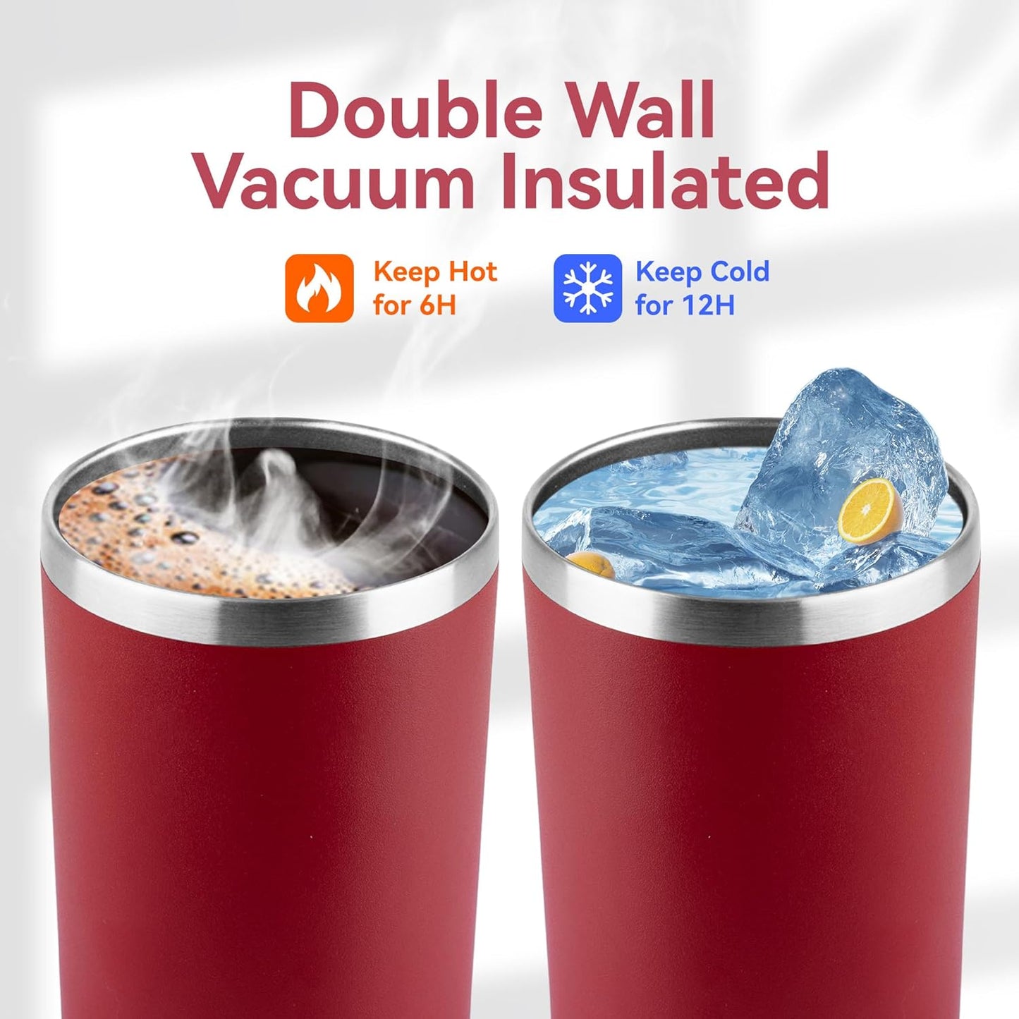 HASLE OUTFITTERS 12 oz Skinny Tumbler, Stainless Steel Insulated Slim Tumbler with Lid, Reusable Double Wall Travel Coffee Mug, Durable Powder Coated Travel Water Cup(Red,1)