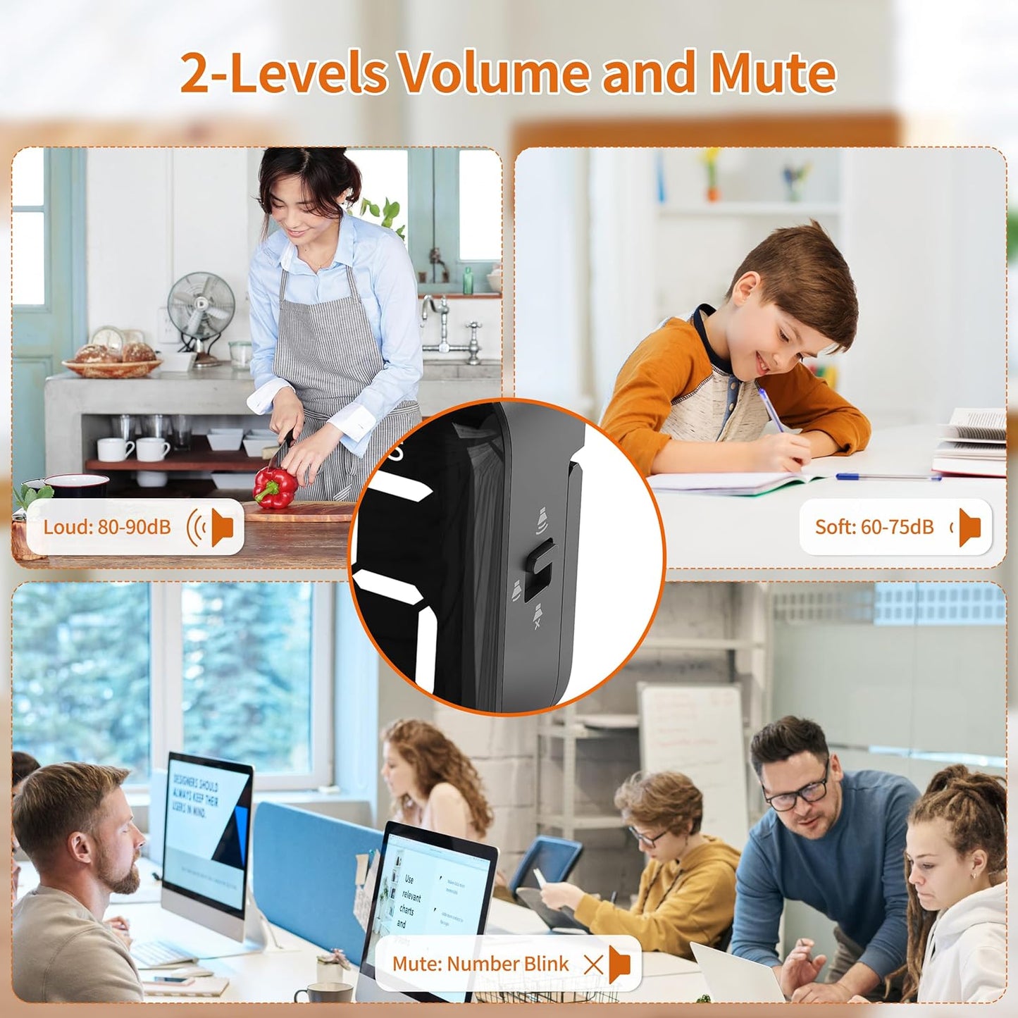 VOCOO Magnetic Kitchen Timer for Cooking with Count Up Countdown, Digital Timer Battery Powered with Large Display, 2 Brightness and Volume Levels for Classroom, Teacher, Kids (Dark Black)