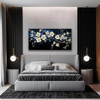 Suconvng Black Wall Art Minimalist Canvas Wall Art Decor White Flower Wall Art - Image 5