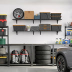Jusgym 4 Pack Heavy Duty Garage Wall Shelving Set, Wall Mounted Garage Shelves - Image 9
