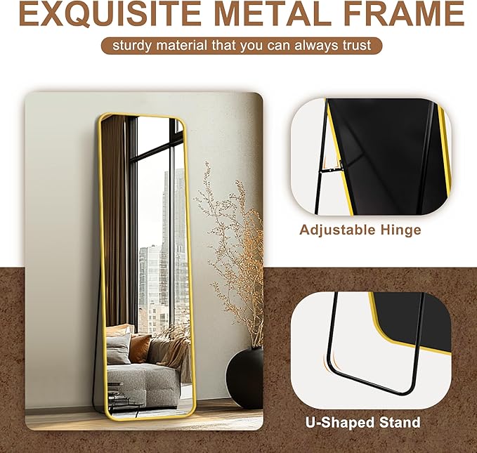 Delma Full Length Mirror, Wall Mounted, Freestanding or Leaning, Rounded - Image 6