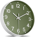 Silent Wall Clock Non-Ticking Battery Operated – Modern Olive Green Analog Wall by lanktoo