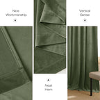 NICETOWN Sage Green Velvet Curtains & Drapes 108 inches Long 2 Panels, Elegant - Image 7
