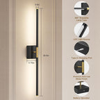 31.5 Inch Battery Operated Wall Sconce Set of Two, 8000mAh USB Rechargeable - Image 7