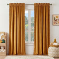 NICETOWN Mustard Gold Pom Pom Velvet Curtains 84" Long by NICETOWN