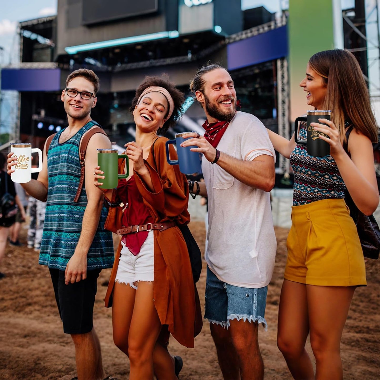 20 oz Insulated Coffee Mug with Lid, 8 Pack Stainless Steel Coffee Tumbler Bulk, Double Wall Vacuum Travel Mug with Handle, Leakproof Powder Coated Coffee Cups for Hot and Cold Drinks (White,8 pack)