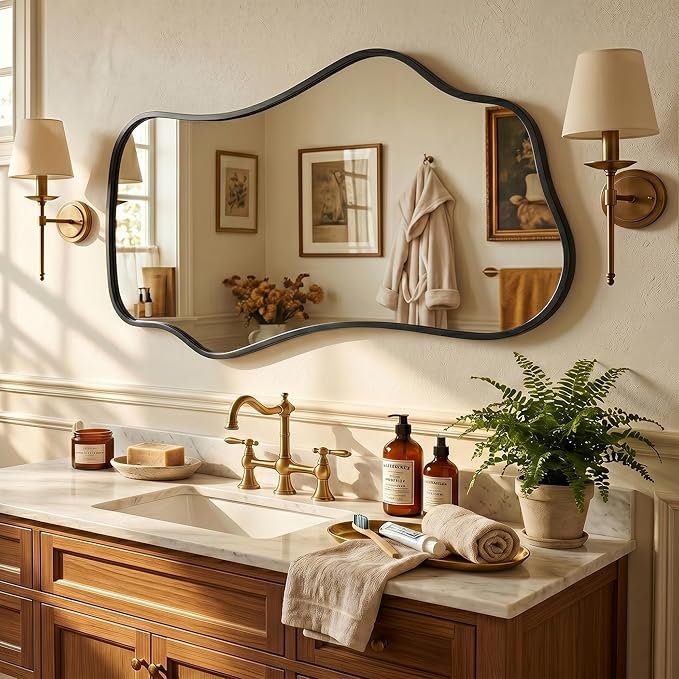 Bathroom Mirrors for Over Sink-Horizontal or Vertical Hanging 47.2"x21.6" Black - Image 3