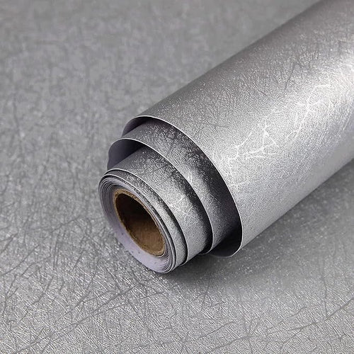 15.7" X 196.8" Silver Grey Wallpaper Embossed Self Adhesive Peel and Stick by Abyssaly