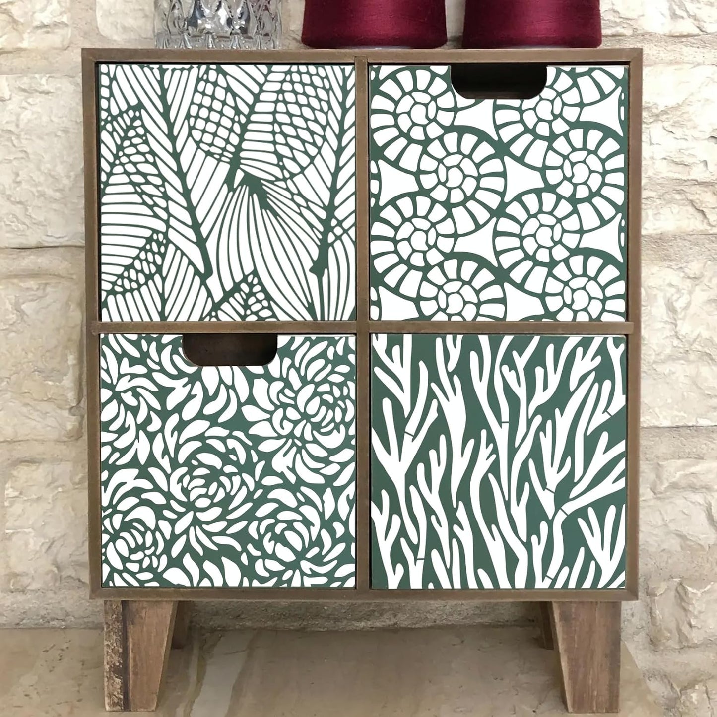 8 Pieces Stencils for Painting Reusable Corals Flowers Leaves Stencils Template Spray Paint Crafts Stencil for DIY Wood Wall Canvas Floor Furniture Crafts