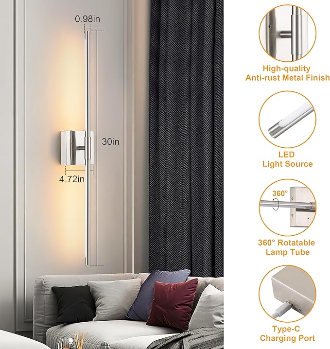 Morauroral Battery Operated Wall Sconces Set of 2, Dimmable Battery Wall Sconce - Image 7