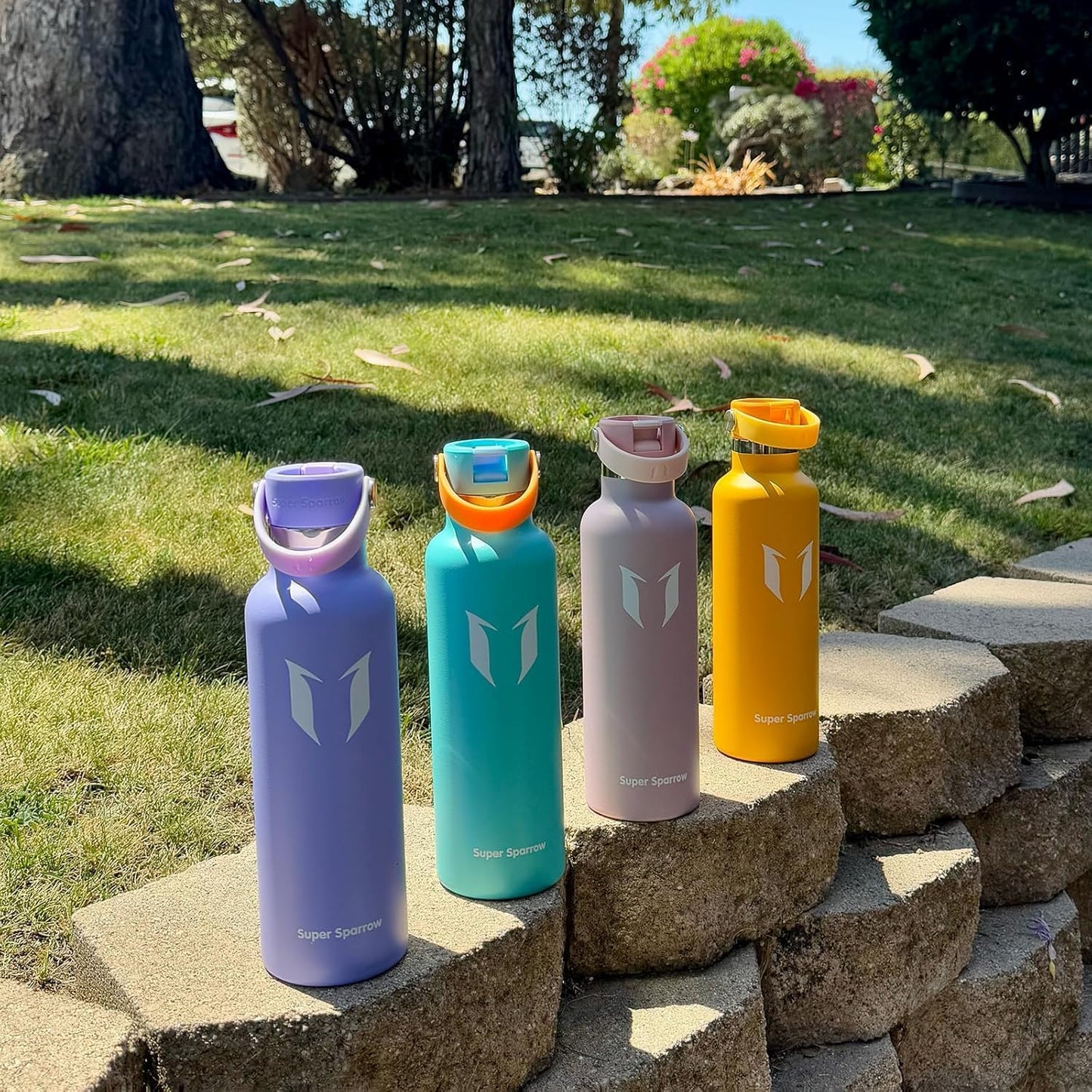 Super Sparrow Insulated Water Bottle - 17 Oz / 25 Oz / 32 Oz - Standard Mouth FlipFlow Flask - BPA Free, Leak Proof Drink Bottle- Ergonomic Straw Water Bottles for Work, Gym, Travel, Sports