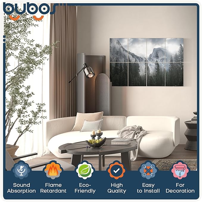 BUBOS 8 Pack Art Acoustic Panels, 47.2" x 31.4" Sound Absorbing Wall Decor - Image 3