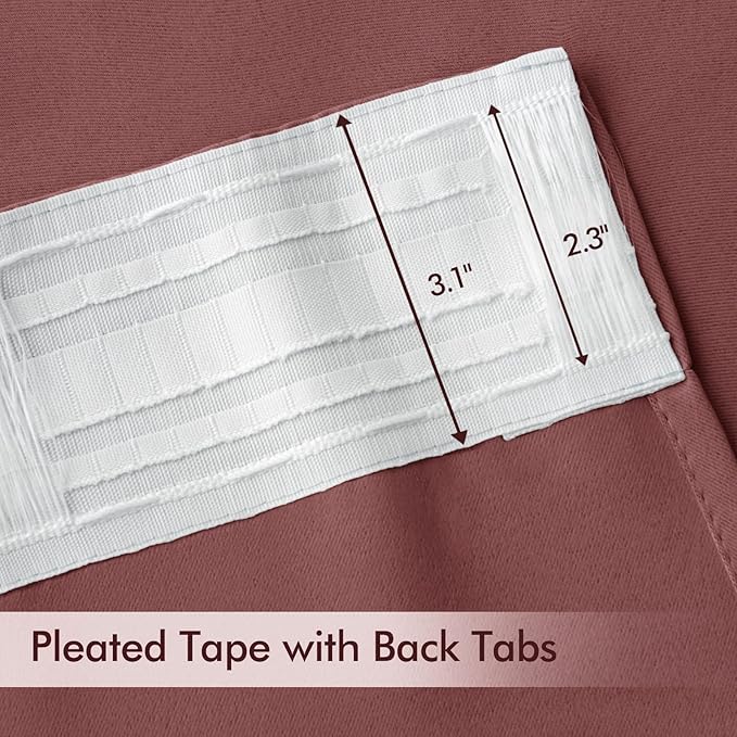 MIULEE Dusty Rose Back Tab Blackout Curtains 63 Inch Length 2 Panels Set - Image 4