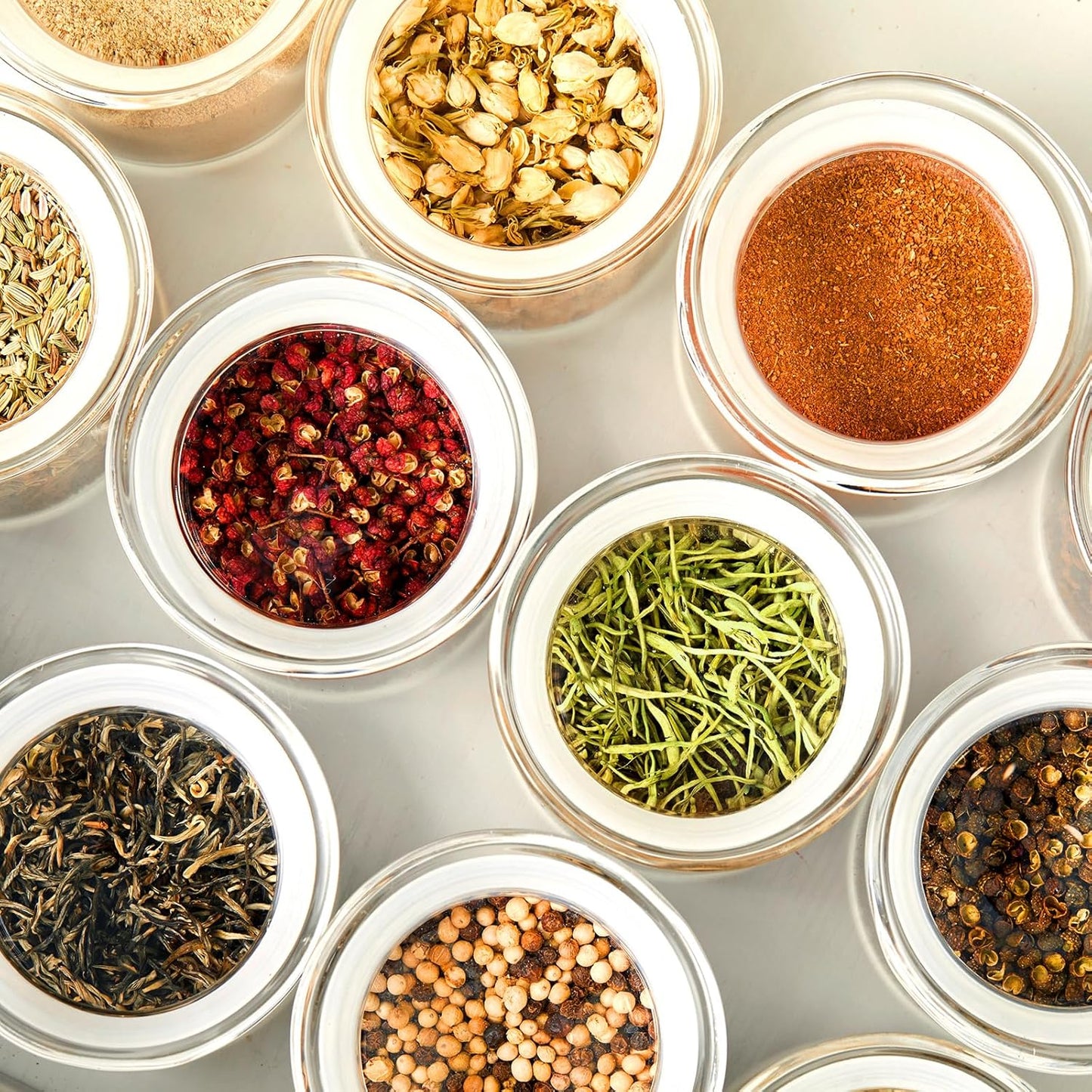 ZENS 10oz Glass Jars with Airtight Lid, 4 Pack Glass Kitchen Canisters Set for Spice, Loose Tea, Small Clear Glass Storage Jars with Labels for Herbs, Sugar