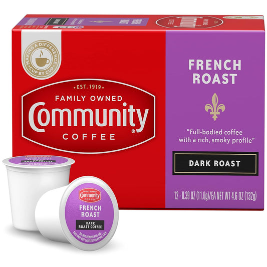 Community Coffee French Roast 36 Count Coffee Pods, Extra Dark Roast, Compatible with Keurig 2.0 K-Cup Brewers, 12 Count (Pack of 3)
