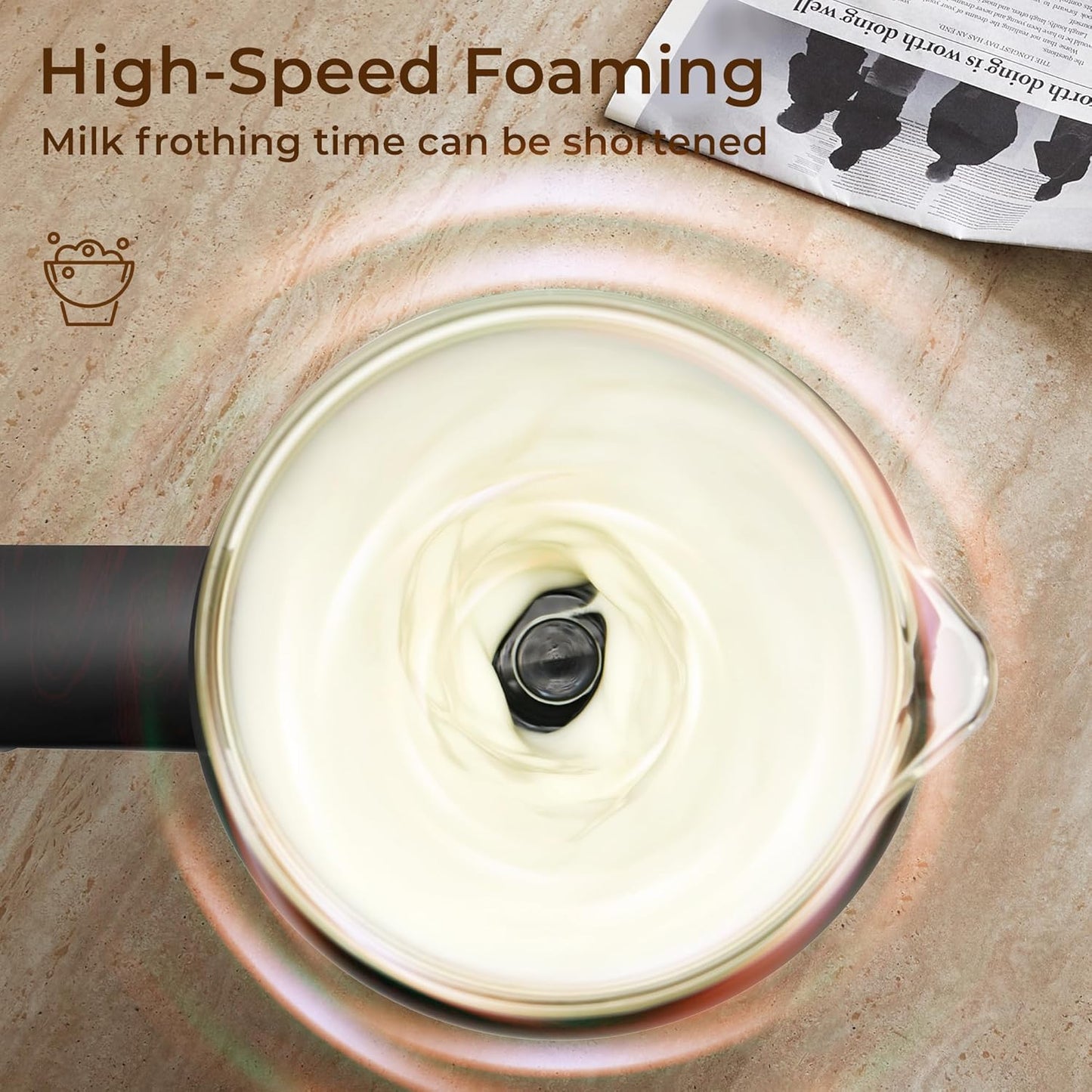 Electric Milk Frother, 6 in 1 Milk Steamer,17oz Automatic Warm and Cold Foam Maker for Coffee,Latte, Cappuccino, Macchiato, Hot Chocolate (Black)