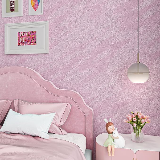 ReWallpaper 30inX16.5ft Peel and Stick Velvet Wallpaper Pink Velvet Flocked by ReWallpaper