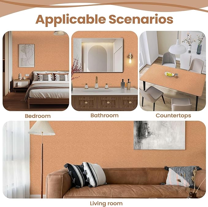 Abyssaly Cream Orange Wallpaper Peel and Stick Silk Embossed Self Adhesive - Image 4