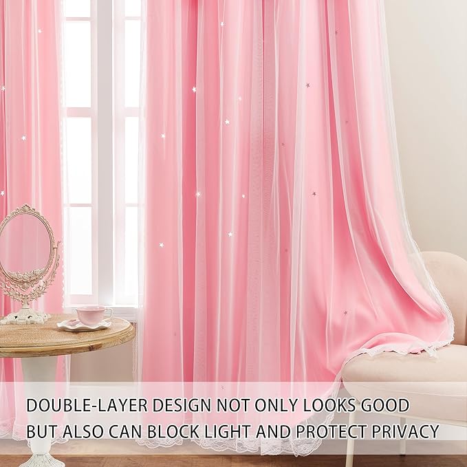 XiDi Curtains for Bedroom Decor Pink52/84/1 - Image 3