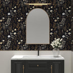 Vintage Dark Floral Wallpaper, Moody Black Leaf Botanical Removable Contact - Image 3