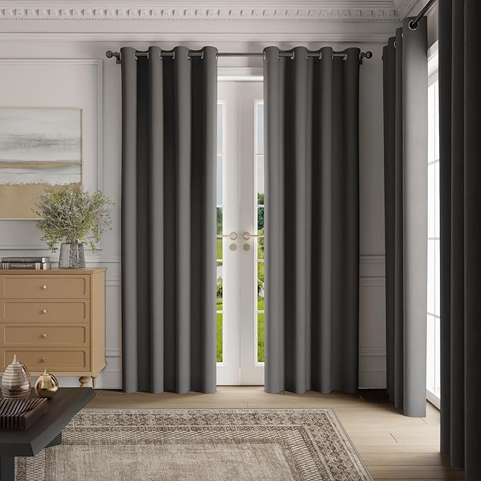 NICETOWN Room Darkening Draperies Curtains Panels, 2 Panels Grey W52 x L84 - Image 9