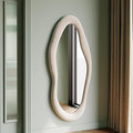 Honyee 55" x 24" Wall Mirror, Flannel Wrapped Wooden Frame Wavy Mirror by Honyee