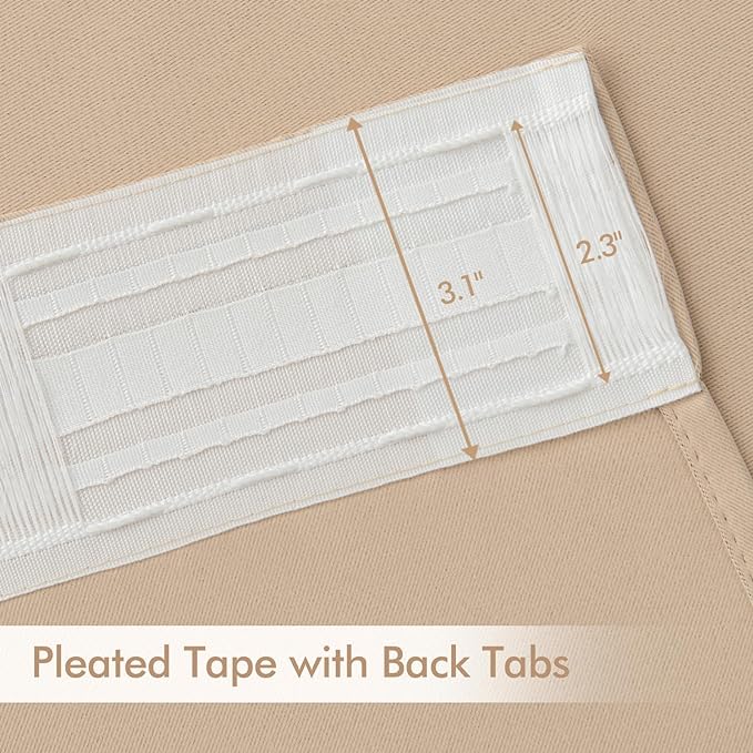 MIULEE Back Tab Beige Curtains 102 Inch Long 2 Panels Set - Image 4