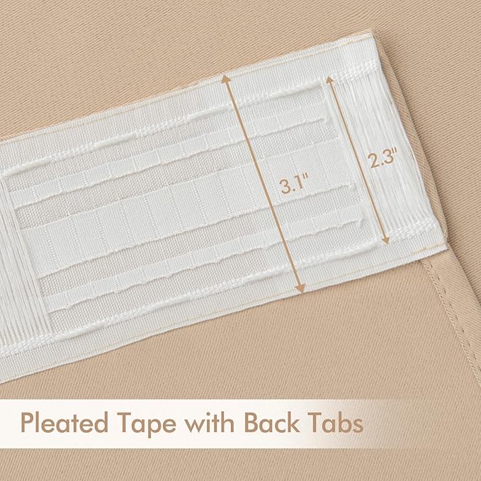 MIULEE Back Tab Beige Curtains 90 Inch Long 2 Panels Set - Image 4