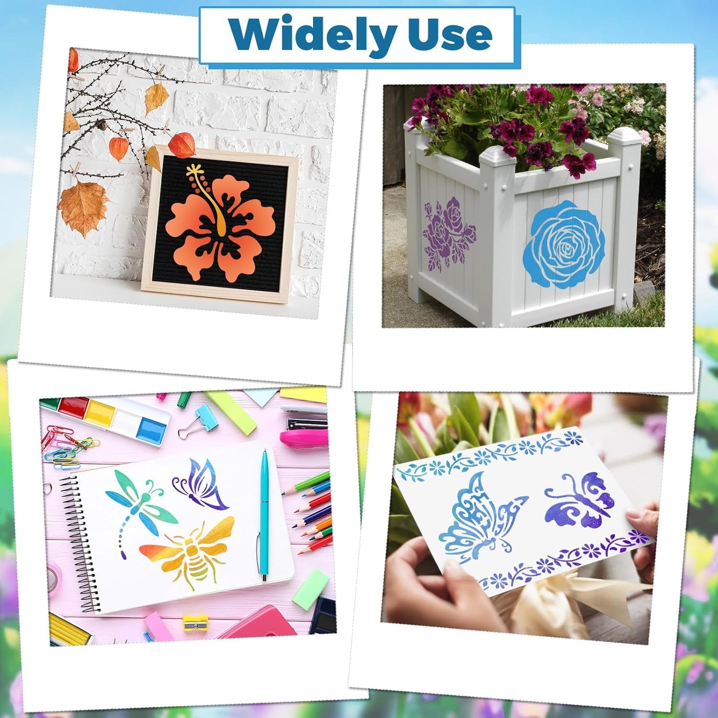 18 PCS Flower Painting Stencils Reusable Stencils for Painting on Wood Rocks Canvas Fabric Glass Pottery 6.5x6.5 Inch