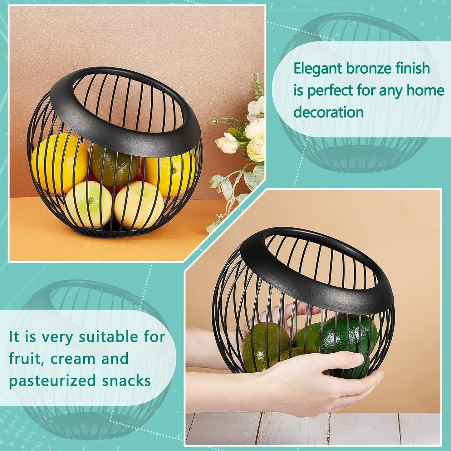 2 Pieces Coffee Pods Holder Large Capacity Coffee Pod Baskets Stainless Steel Cup Organizer Sturdy for Espresso Capsule Pot Storage Metal Wire Fruit Bowl Snack Storage(Black)