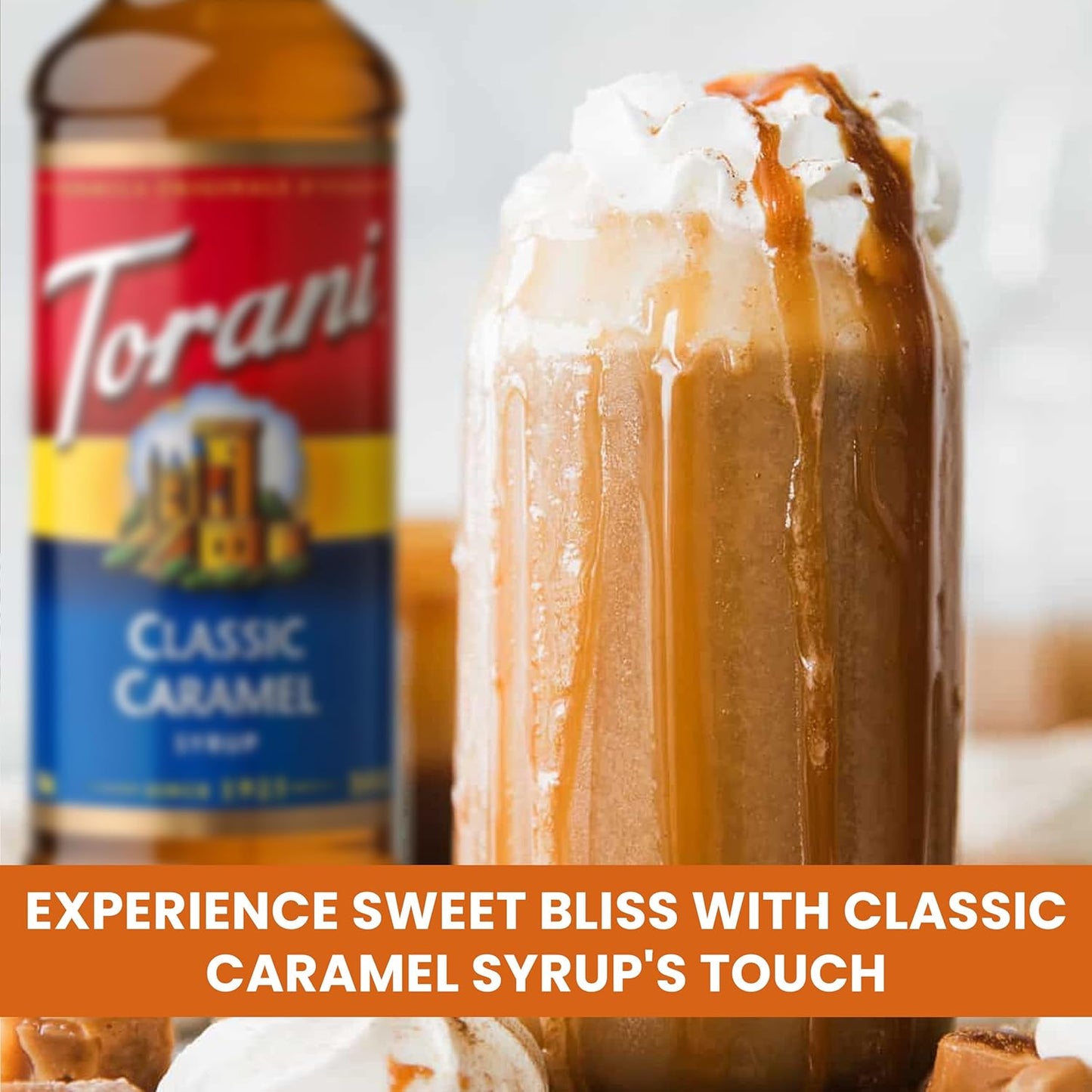 Jimoco® Syrup Pump Dispenser + Torani® Caramel Syrup, 25.4 oz - Coffee Syrup Pump & Flavoring Bundle