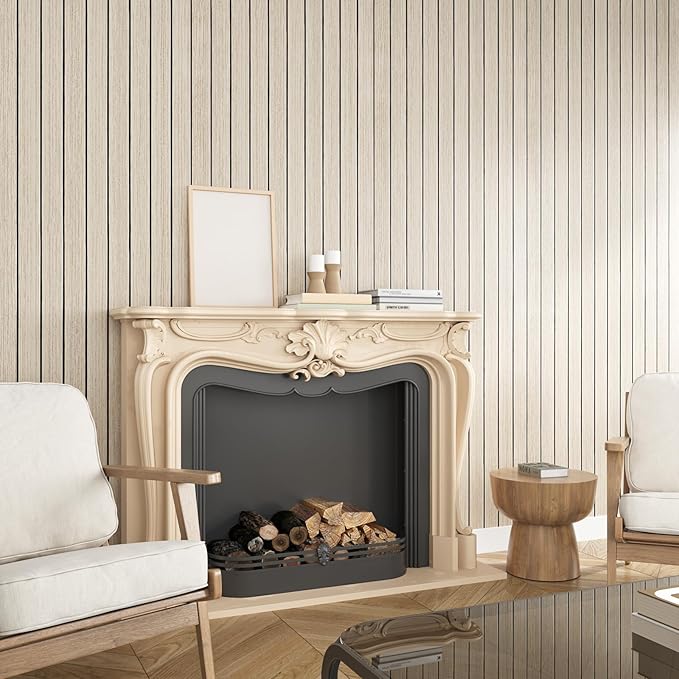 VEELIKE Coastal Oak Wood Wall Panels Peel and Stick Light Oak Wood Slat Wall - Image 2
