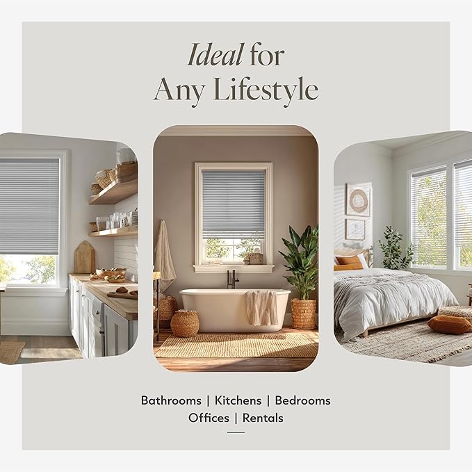 CHICOLOGY Cordless Mini Blinds for Indoor Windows, 75.5" W x 72" H, Light - Image 3