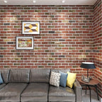 Art3d 10-Pack 52.5 Sq.Ft Faux Brick 3D Wall Panels Peel and Stick in Red Brown - Image 3
