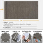 VEELIKE Truffle Brown Grasscloth Peel and Stick Wallpaper Faux Woven Grasscloth - Image 9