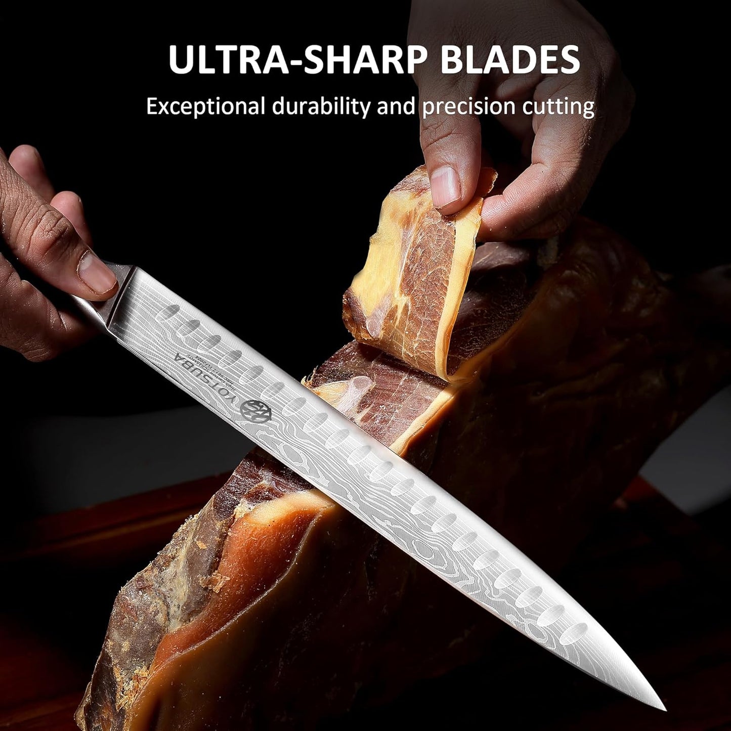 YOTSUBA Carving Knife for Meat, 10" Slicing Knife, High Carbon Steel Brisket Knives with Ergonomic Handle, Butcher Breaking Knives for Chopping Vegetable and Cooking with Gift Box