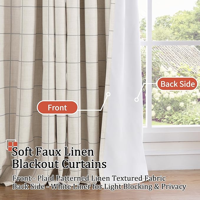 Lajode Grey Plaid Patterned Curtains Thermal Insulated - Image 3