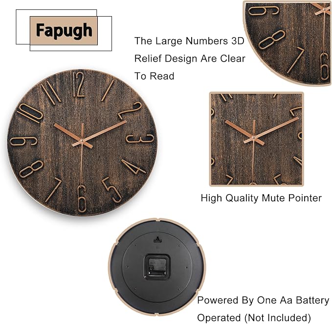 Wall Clock, Silent Clock, Wall Clocks Battery Operated， 12 inch Modern Wall - Image 4