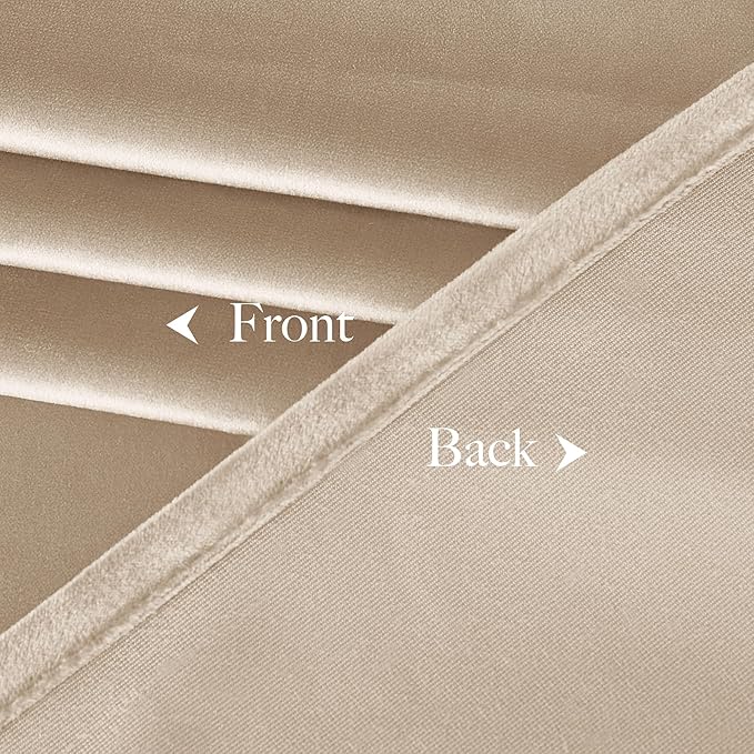 NICETOWN Beige Velvet Room Darkening Curtains, Home Decor Light Blocking - Image 8