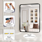 Bathroom Mirror for Wall, 30x22 Inch Rectangle Mirror, Matte Black Metal Framed - Image 7