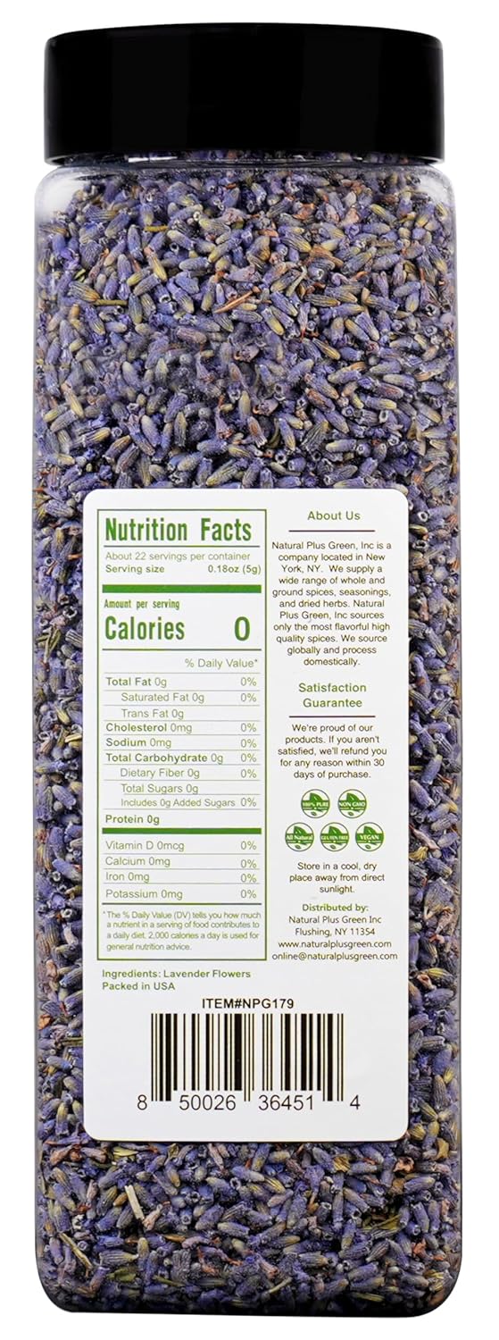 NPG Freeze Dried Lavender Flowers 4 Oz, Culinary Grade Lavender Buds for Tea, Baking, DIY Soap, Candle Making, Potpourri, Natural Fragrance Sachets, All-Natural, Non-GMO, Gluten-Free