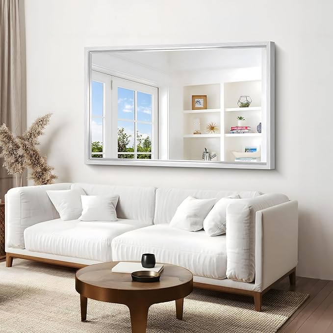 60"x40" Brushed Silver Bathroom Mirror, Large Rectangular Mirror - Image 3